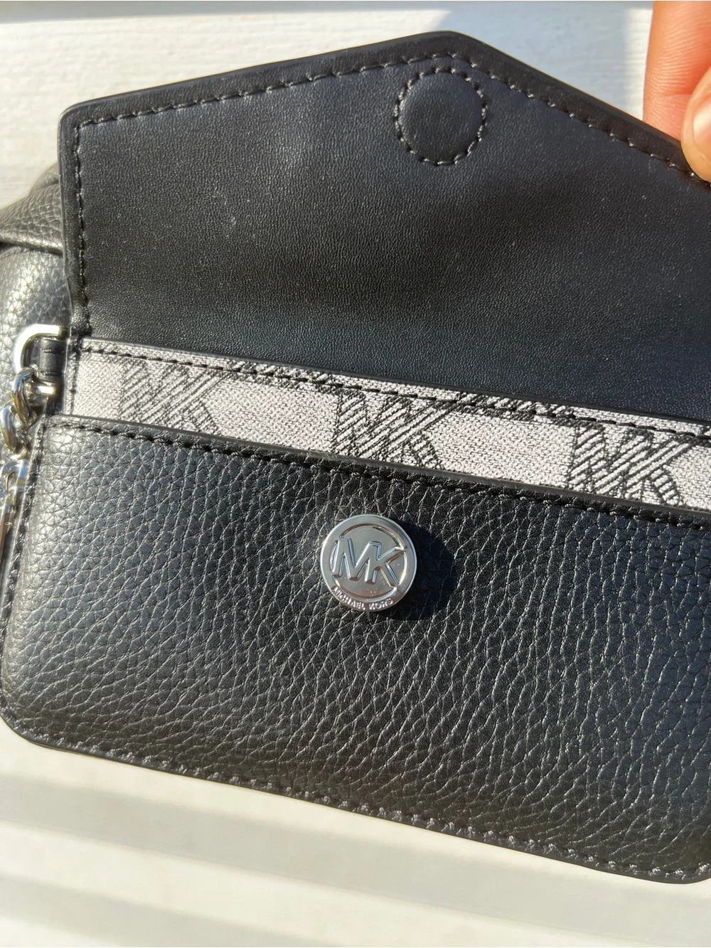NEW Michael Kors 2-in-1 Leather Sling Purse Black Bag